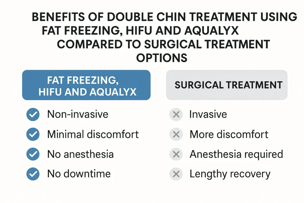 Graphic about the benefits of double chin treatment Marlborough - from LA LIPO