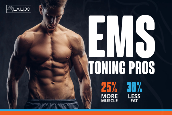 Graphic of man with toned body showing the benefits of LA-EMS Body Sculpting Marlborough treatment